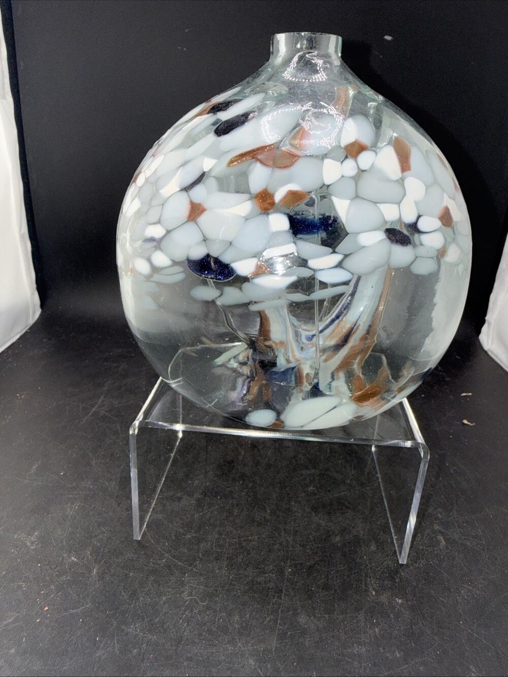 Kitras Art Glass Tree of Enchantment Hand Blown Glass Orb